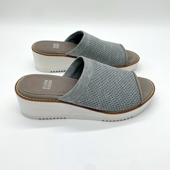 Eileen Fisher Gray Knit Mesh Telly Wedge Sandal 6.5 - Picture 7 of 8